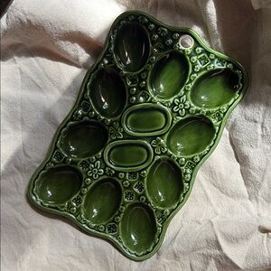 Vintage Green Ceramic Egg Tray 🍀